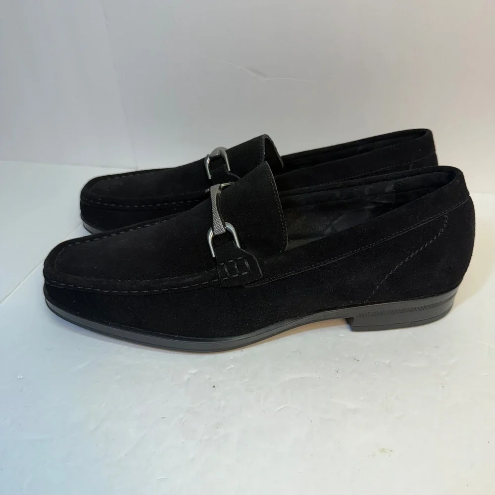 Stacy Adams Mens Black Suede Bit Loafers Memory Foam Dress Shoes 25139-008 9.5M